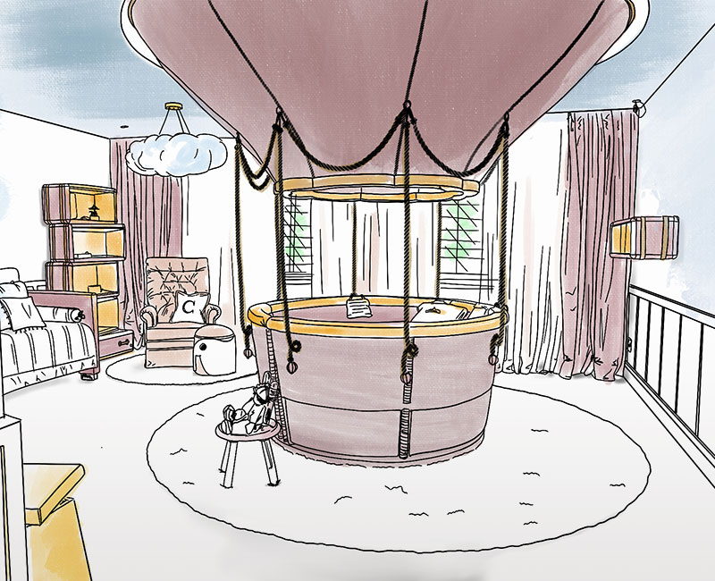 Fantasy Air Balloon circu magical furniture kids beds